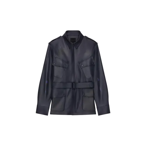 Givenchy Leather Jackets Men Night Blue