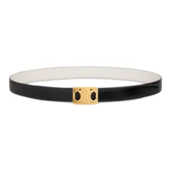 CELINE   Leather Belts Women's Black/White Width  2.5CM