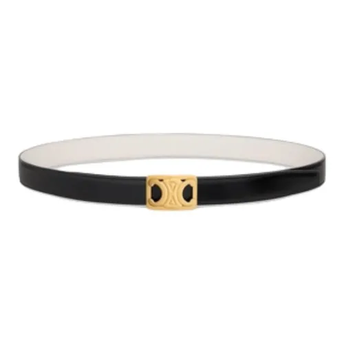 CELINE   Leather Belts Women's Black/White Width  2.5CM