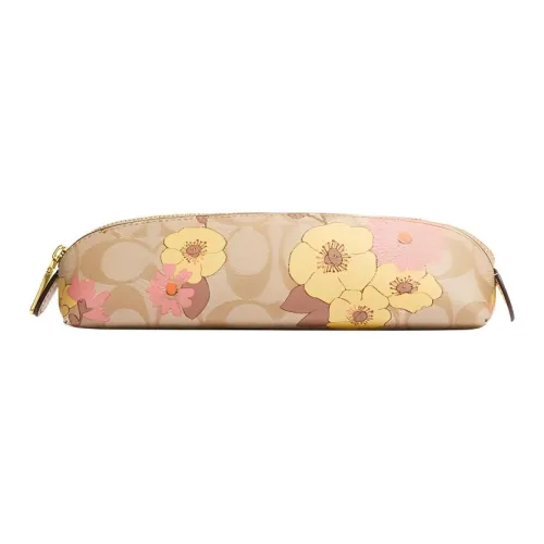 COACH Pencil Case Storage Bags Khaki