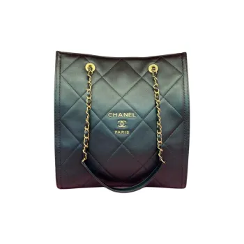 CHANEL Leather & Metal Tote Bag, Shopping Bag, Handbag, Shoulder Bag Women's Black