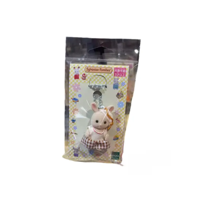 Sylvanian Families Milk Rabbit Plaid Dress Dolls Plush Pendant Small Size Tall-2