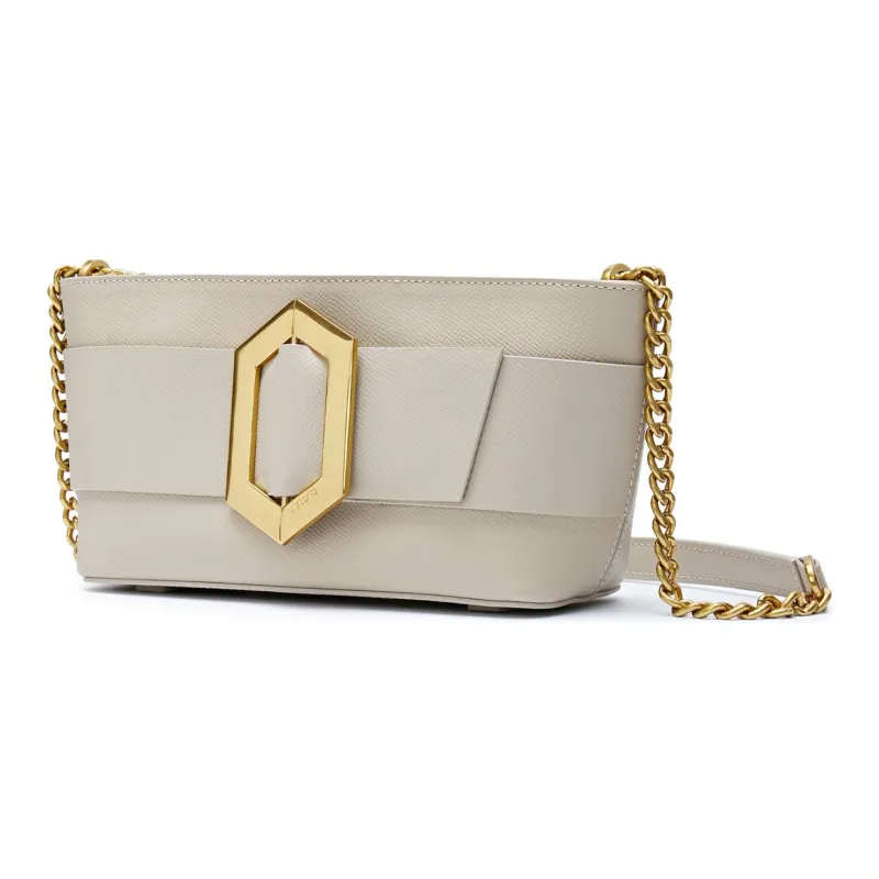 Staccato Cow Leather Shoulder Bag Medium Size Women's Vintage Coffee/Cream Beige-6