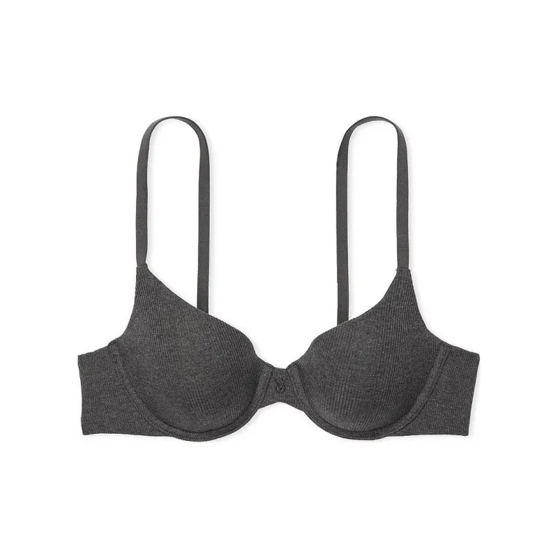 Victoria's Secret The T-shirt Lightly Lined Cotton Demi Bra/Grey Bra Women's Gray-0