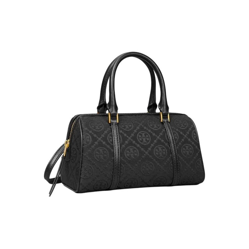 TORY BURCH T Monogram Fabric With Cow Leather Shoulder Bag, Crossbody Bag, Handbag Mini Unisex Black-1
