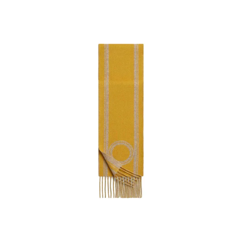 HERMES Cashmere Knit Scarves Women's Yellow-0