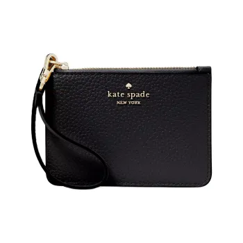 Kate Spade Litchi Grain Leather Card Holder Small Size Women's Black