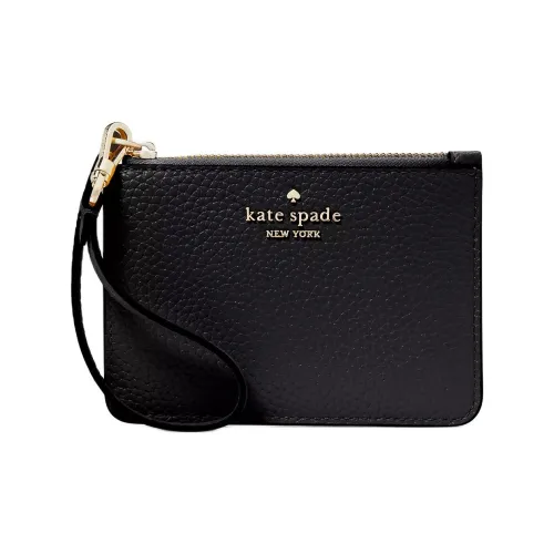 Kate Spade Litchi Grain Leather Card Holder Small Size Women's Black