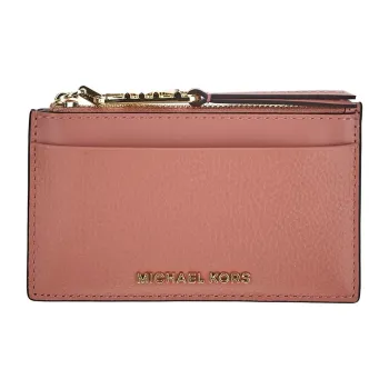 MICHAEL KORS Litchi Grain Leather Card Holder Trumpets Women's Rose Pink