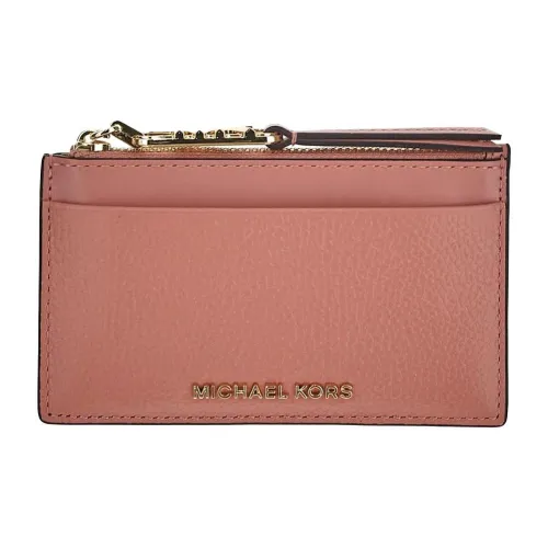 MICHAEL KORS Litchi Grain Leather Card Holder Small Size Women's Rose Pink