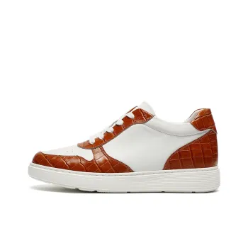 He Jinchang Slip Resistant Cushioning Wear Resistant Balance Low Top Skateboard Shoes Men's White Brown