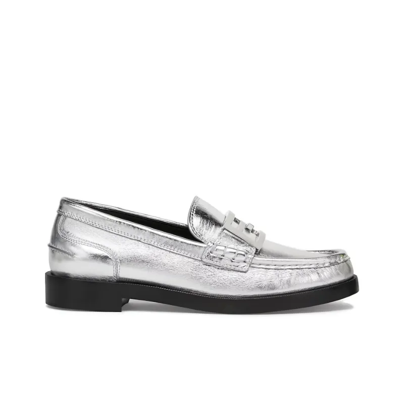 FENDI Baguette Metallic Leather Loafers-1