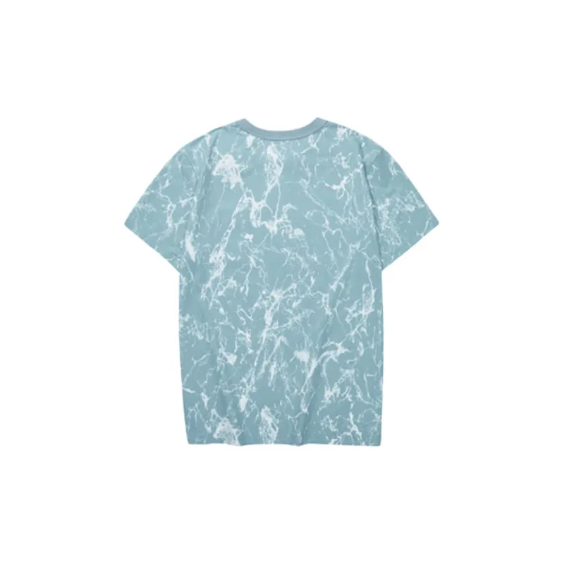 Skechers Sports Life Collection T Shirt Men Gray Blue Marble Crackle All Over Print-1