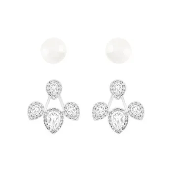 Swarovski Faux Crystal, Pearl, Alloy Earrings Women's Silver
