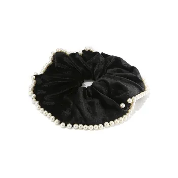 Like A Dream French Bob-Inspired Hair Accessory Vintage Velour Pearl Hair Tie Women's