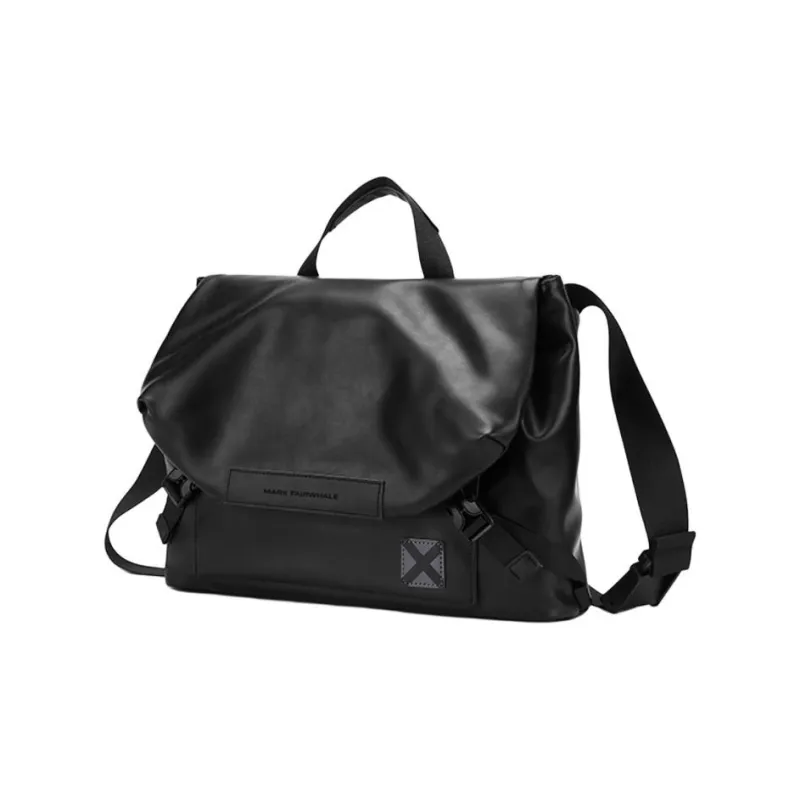 FAIRWHALE PU Messenger Bag, Shoulder Bag, Crossbody Bag Medium Size Men's Black-1