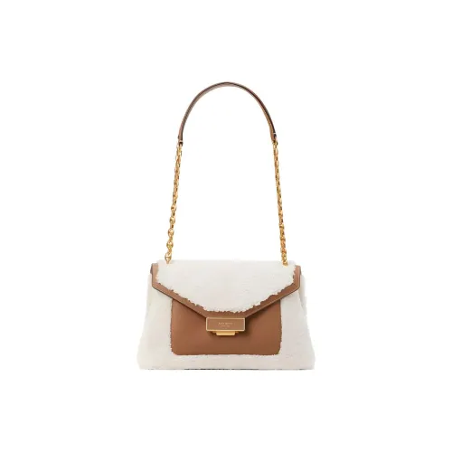 Kate Spade Pebbled Leather With Shearling Envelope Bag Crossbody Bag Shoulder Bag Women's White & Brown