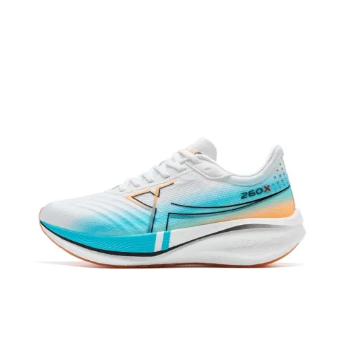 XTEP 260x Running Shoes Women's Low-Top Classic White/Smart Blue/High Gloss Orange