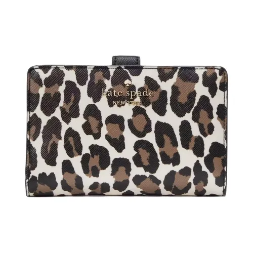 Kate Spade Cross Grain PVC Polyvinyl Chloride Wallet Medium Size Women's Leopard Print