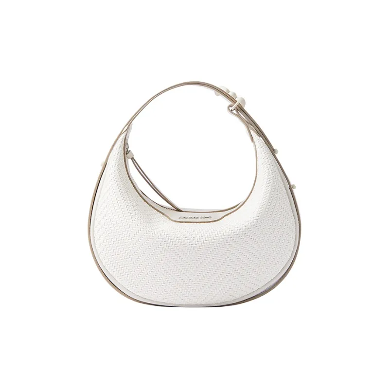 AMAZING SONG Cow Leather Shoulder Bag, Handbag Trumpets Women's Elegant Black/Pistachios White-5