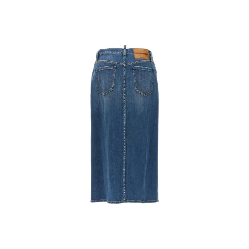 DSQUARED 2 Distressed Long Denim Skirt-1