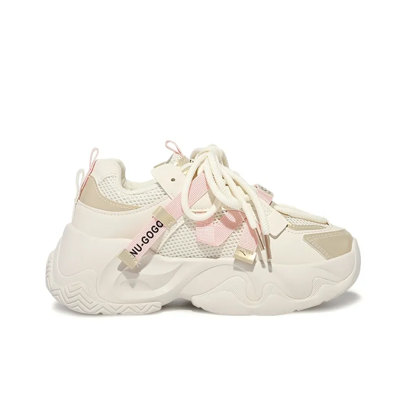 SNXR Anti-Slip Wear-Resistant Waterproof And Breathable Low-Top Chunky Sneakers Women's Beige-72