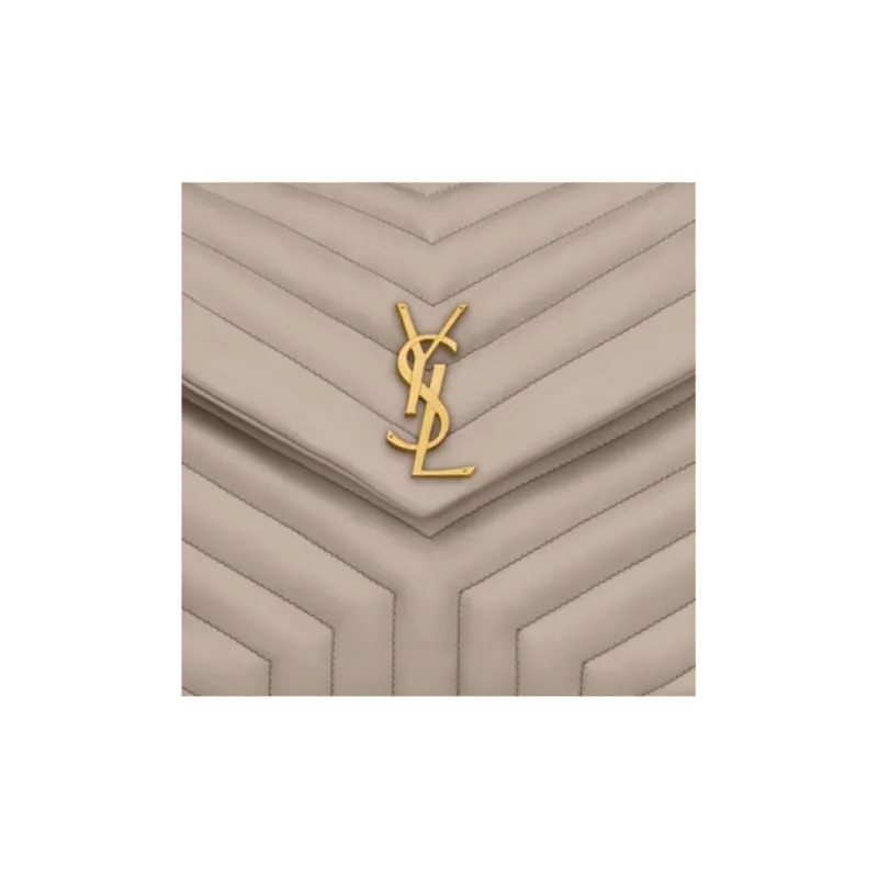 SAINT LAURENT LOULOU Calfskin Portable Crossbody Bag Shoulder Bag Medium Size Women's Taupe-6