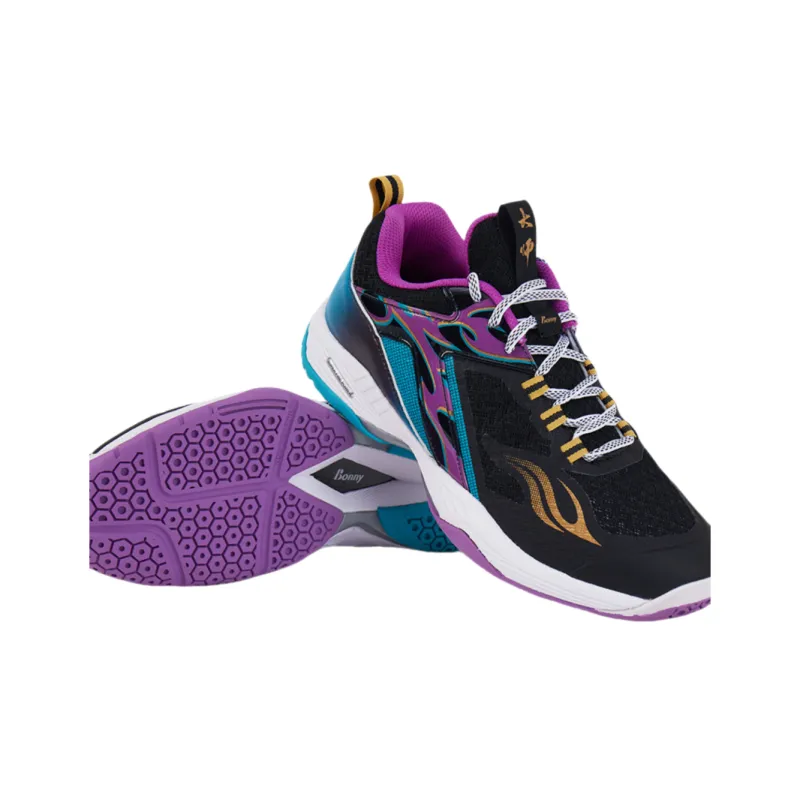BONNY Master BM Series Cushioning Anti Slip And Wear Resistant Low Top Badminton Shoes Unisex Black Blue-2