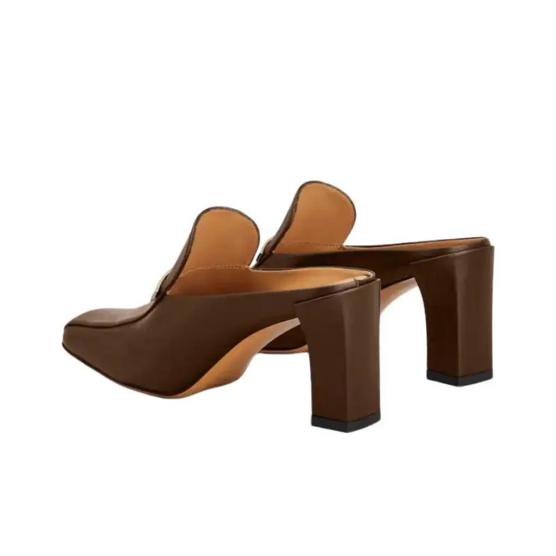 TOD'S Closed Toe Slippers 7cm Women's Brown-3