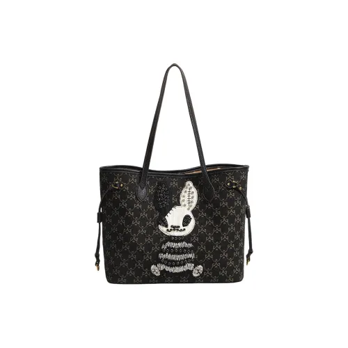 JANE KLAIN Fabric With Synthetic Leather Tote Bag Shoulder Bag Women's Black