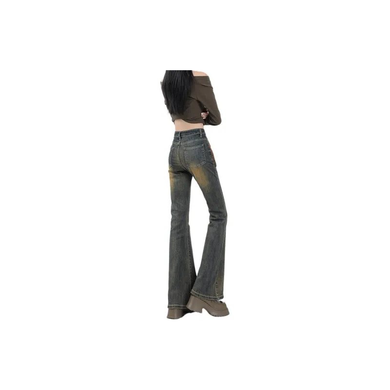 Concubine Zhu Jeans Women's Washed Yellow Mud-6