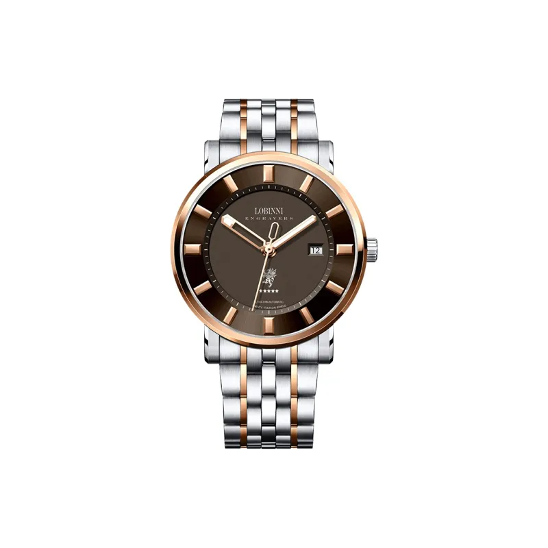 LOBINNI L Automatic Mechanical Movement Stainless Steel Watchband Watch Men's Watches Black Dial-1