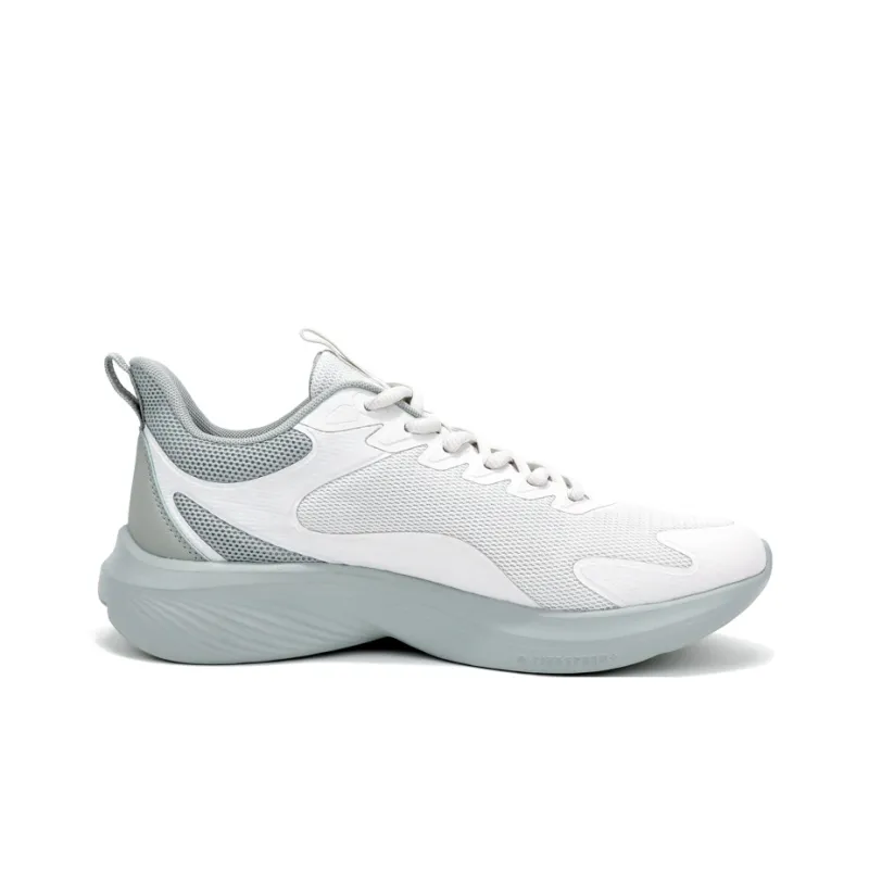 QIAODAN Cushioning, Slip Resistant, And Abrasion Resistant Low Top Running Shoes Men's White Gray Green-1