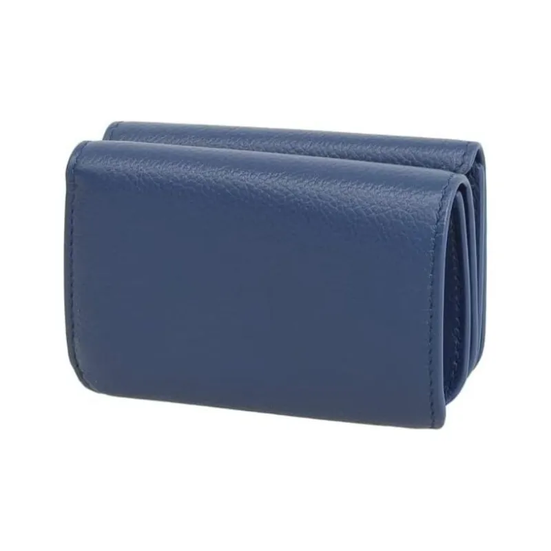 Balenciaga Leather Wallet Mini Women's Navy Blue-1
