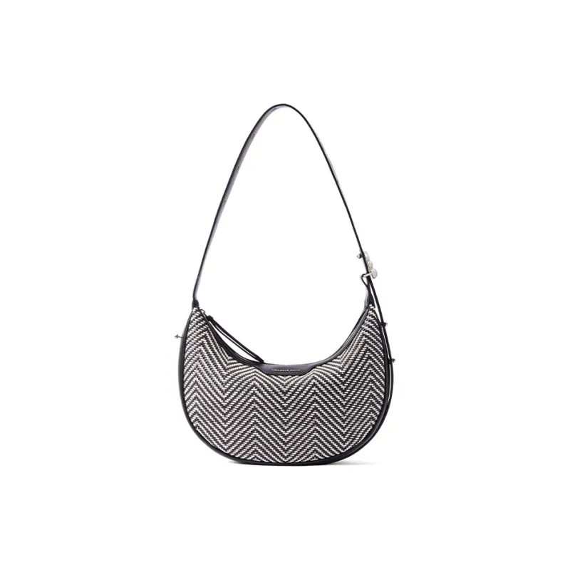 AMAZING SONG Cow Leather Shoulder Bag, Handbag Trumpets Women's Elegant Black/Pistachios White-3