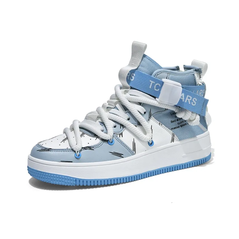 TCELLARS Cushioning Lightweight Height Increasing High Top Skateboard Shoes Unisex Sky Blue Includes Building Blocks-2