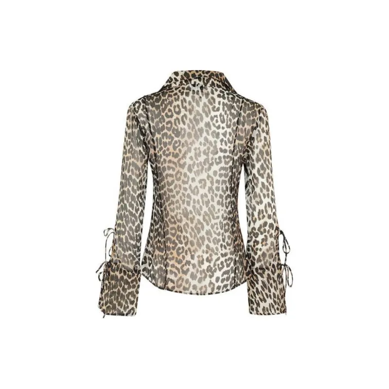 GANNI Leopard Printed V Neck Blouse-1