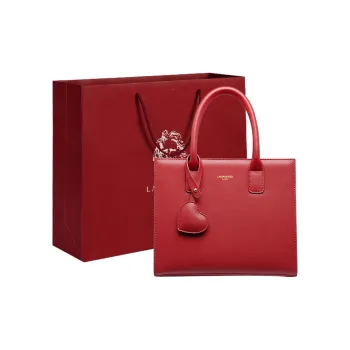 Old Man's Head Cow Leather Patchwork Synthetic Leather Handbag Medium Size Women's Red