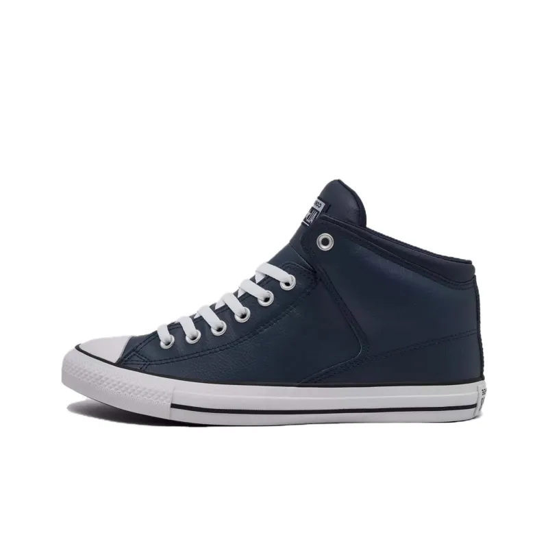 Converse CHUCK TAYLOR Anti Slip Wear Resistant Mid Top Skateboard Shoes Men's Dark Blue-0