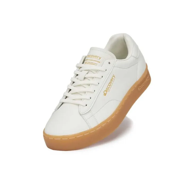 Discovery Expedition Wear-Resistant Slip-Resistant Low-Top Skateboard Shoes Unisex White Brown-1