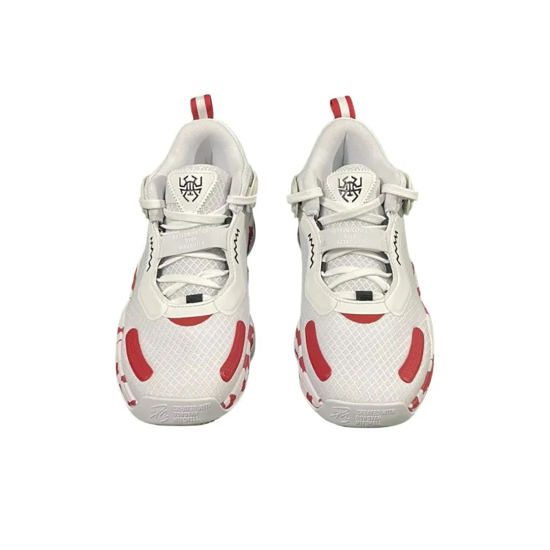 Adidas Donovan Mitchell Anti-Slip Wear-Resistant Low-Top Basketball Shoes Men White Red-3