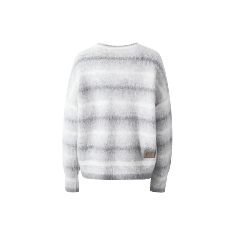 Valeria Obbaco Sweater Unisex Gray White Stripes-1