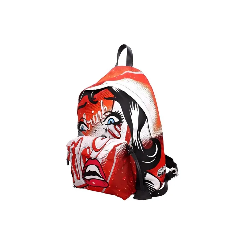 MOSCHINO Cow Leather Patchwork With Polyamide Backpack Women's Red-2