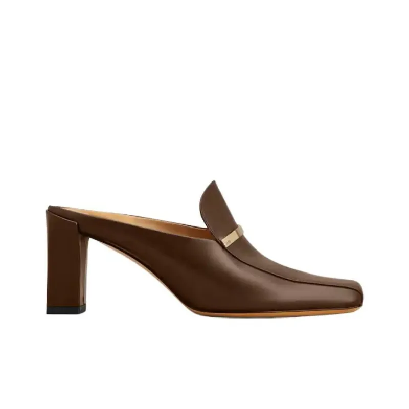 TOD'S Closed Toe Slippers 7cm Women's Brown-1