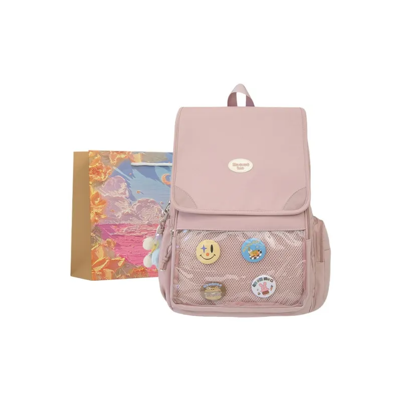 BRINCH Polyester Cotton Blend Backpack Women's Black/White/Blue/Yellow/Pink/Khaki-6