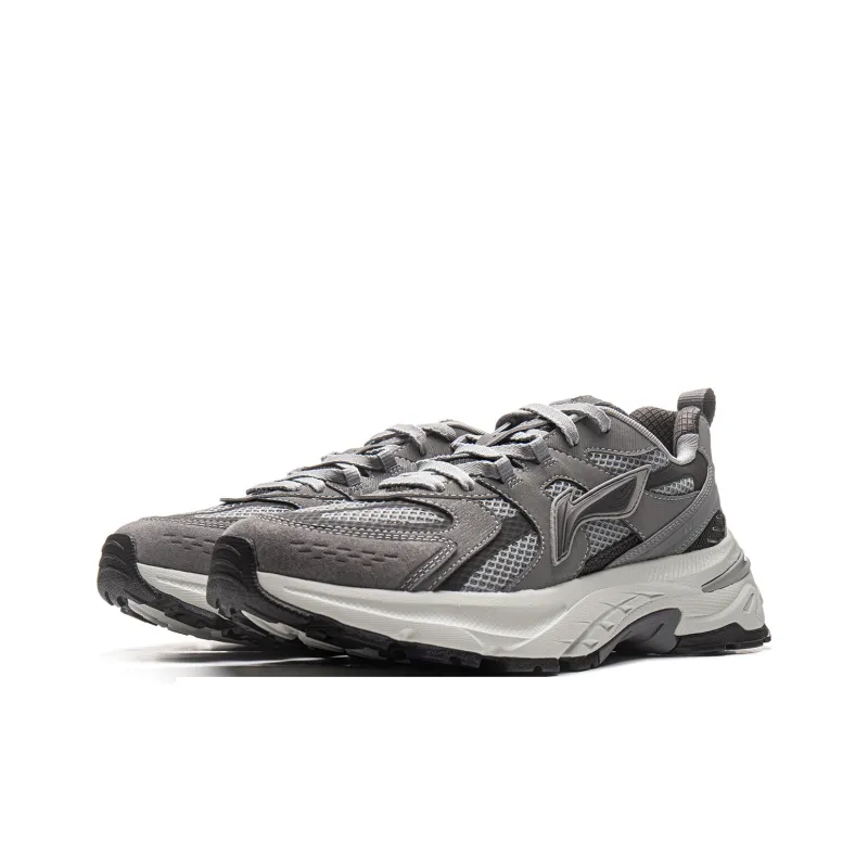 LiNing Beichen 2K Anti Slip And Wear Resistant Height Increasing Low Top Chunky Sneakers Men's Gray-2