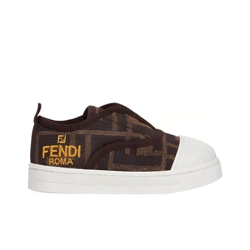 FENDI Slip-On Sneaker Junior First Steps 'Allover FF Logo - Tobacco'-1