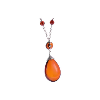 S&A S925 Silver Amber Necklaces Women's