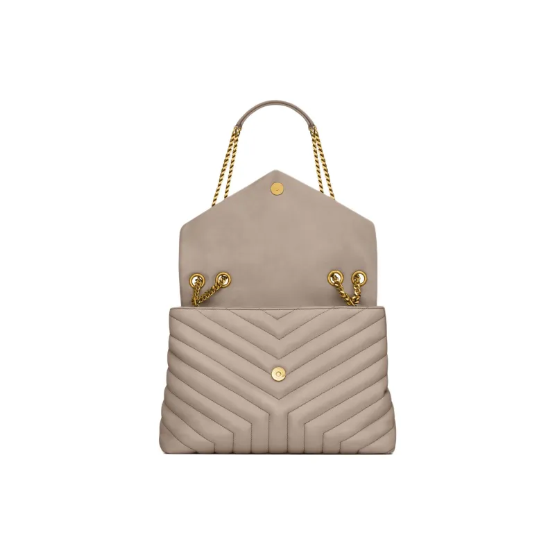 SAINT LAURENT LOULOU Calfskin Portable Crossbody Bag Shoulder Bag Medium Size Women's Taupe-5