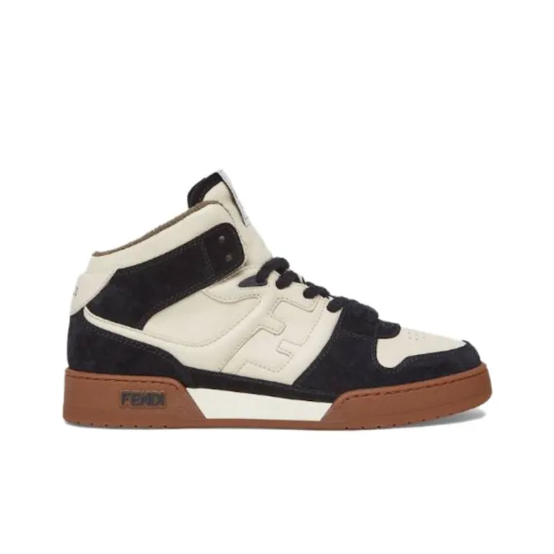 FENDI Mid Top Stylish Skateboarding Shoes Men's White Black-1